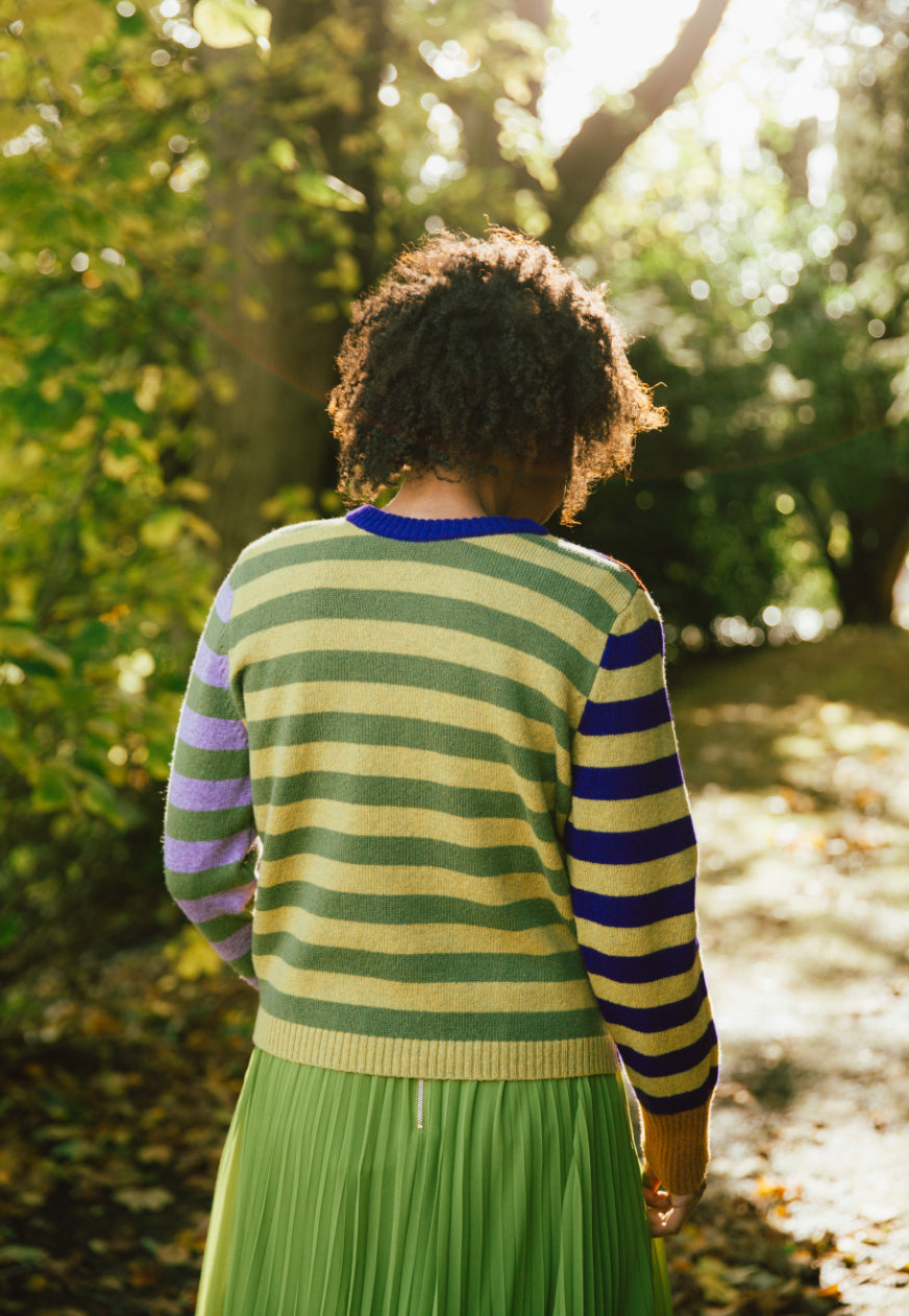 Eribe Stobo Stripe Reversible Sweater In Mulberry