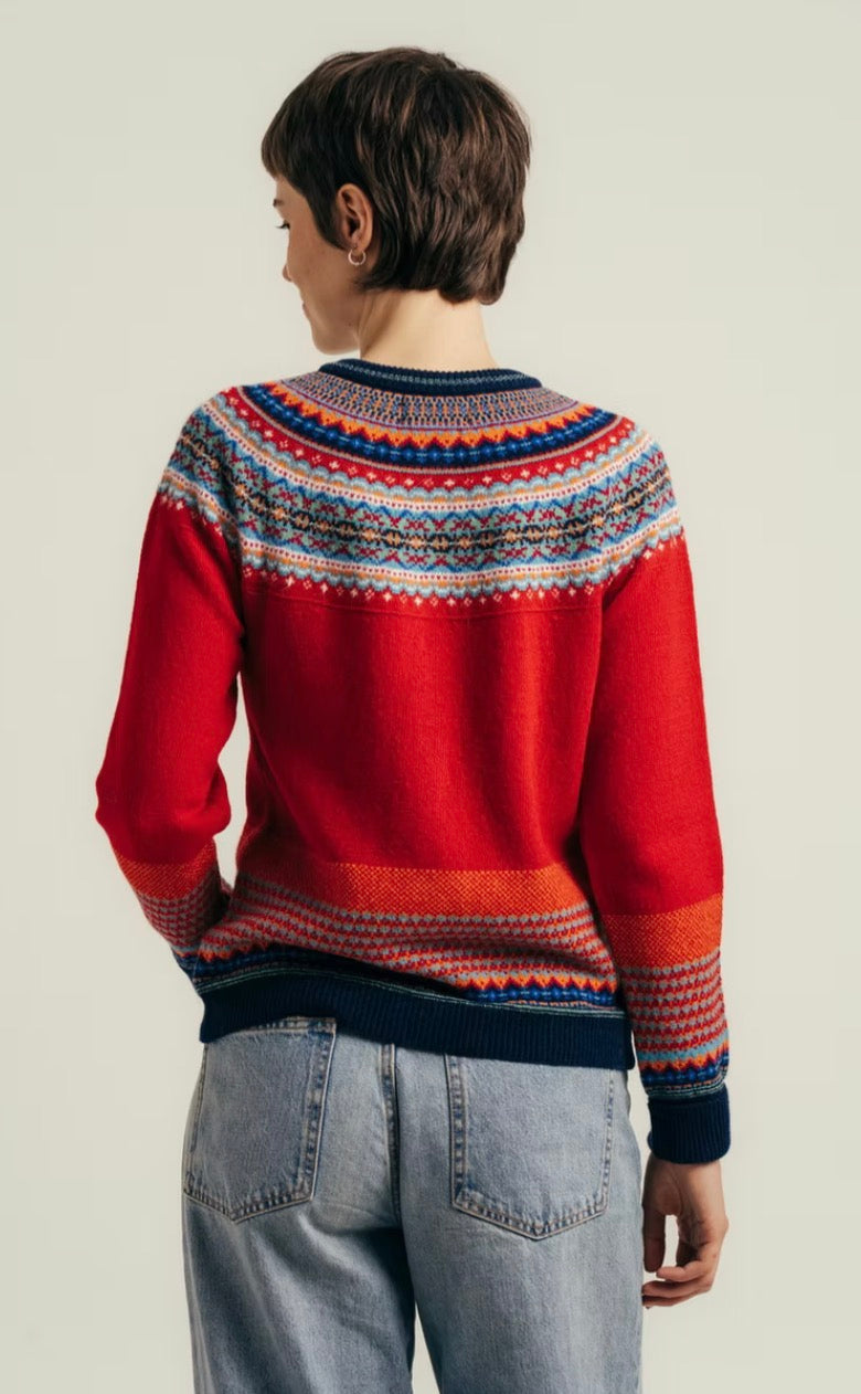 New Eribe Fairisle Alpine Cardigan In Cherry