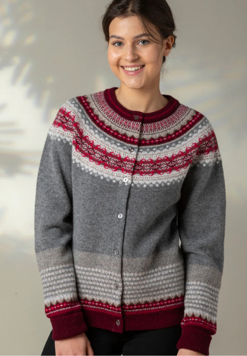 New Eribe Fairisle Alpine Cardigan In Greyberry