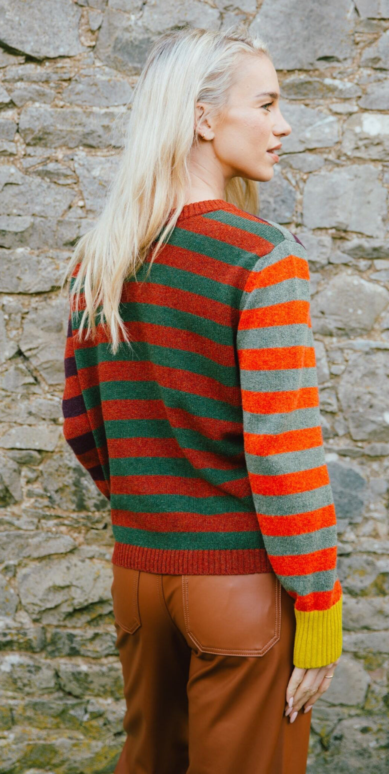 Eribe Stobo Stripe Reversible Sweater In Harissa