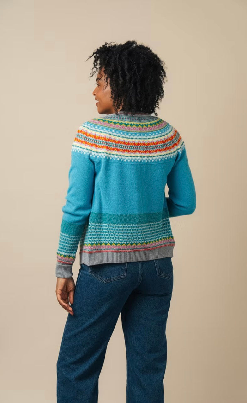 New Eribe Fairisle Alpine Cardigan In Aqua