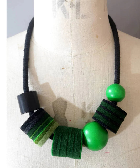 Industrial Wood, Rope Handcrafted Necklace By Lynsey Walters