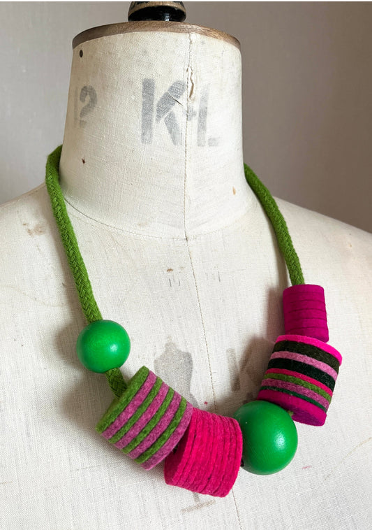 Industrial Wood, Rope Handcrafted Necklace By Lynsey Walters