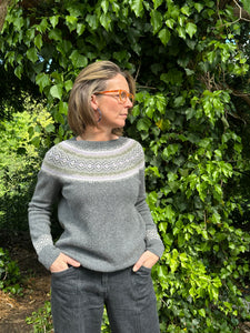 Harley of Scotland Ladies Fairisle In Derby Grey