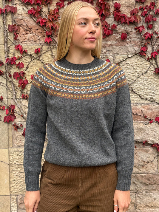New Fairisle Crew Neck Sweater In Basalt