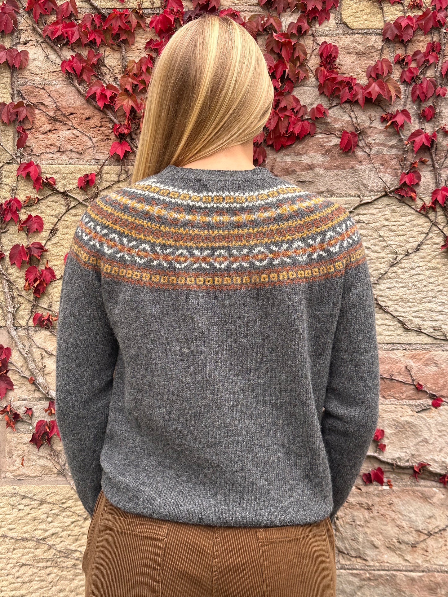 New Fairisle Crew Neck Sweater In Basalt