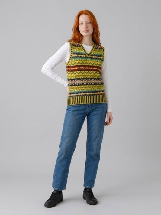 Eribe Brodie Fairisle Vest In Piccalilli