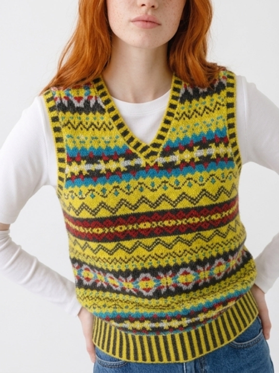 Eribe Brodie Fairisle Vest In Piccalilli