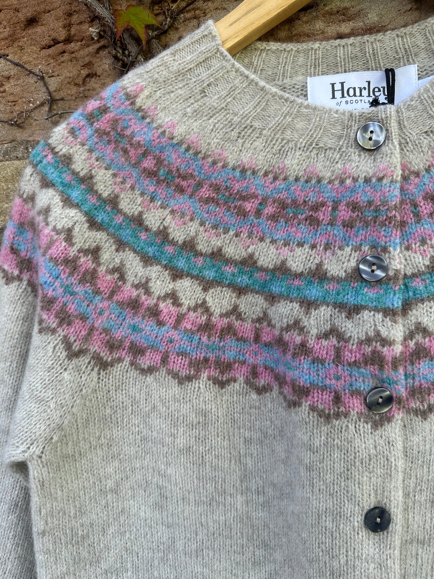 Scottish Shetland Fairisle Cardigan In Vellum