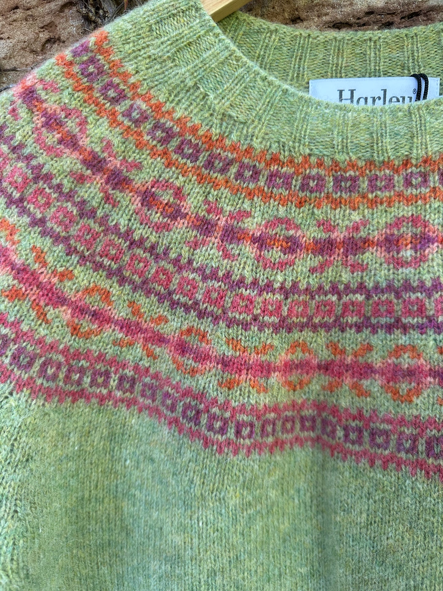 New Harley Of Scotland Fairisle In Avocado