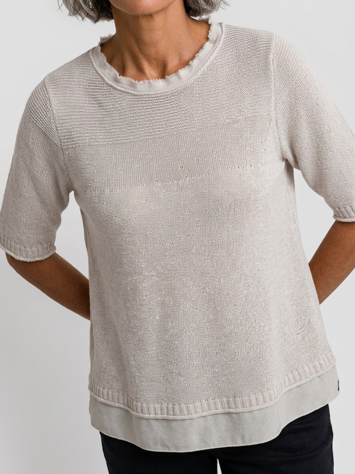 Stitchill Short Sleave Sweater In Linen & Cotton
