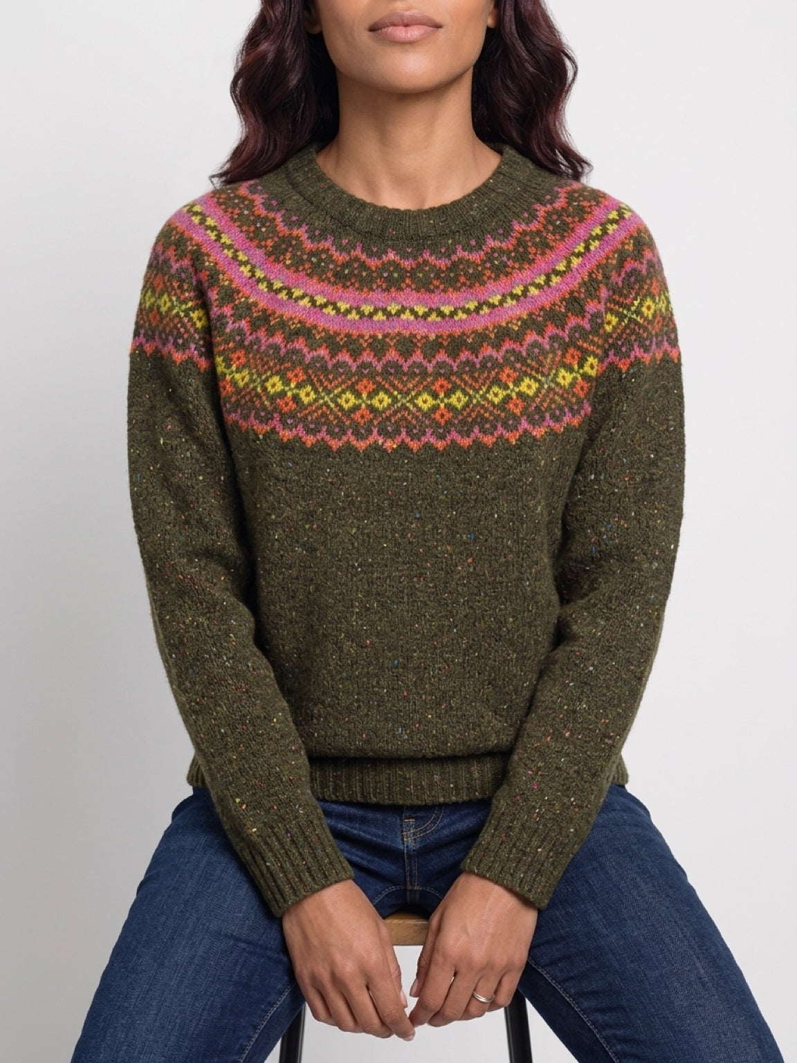 New Harley Of Scotland Lambswool Fairisle In Harris