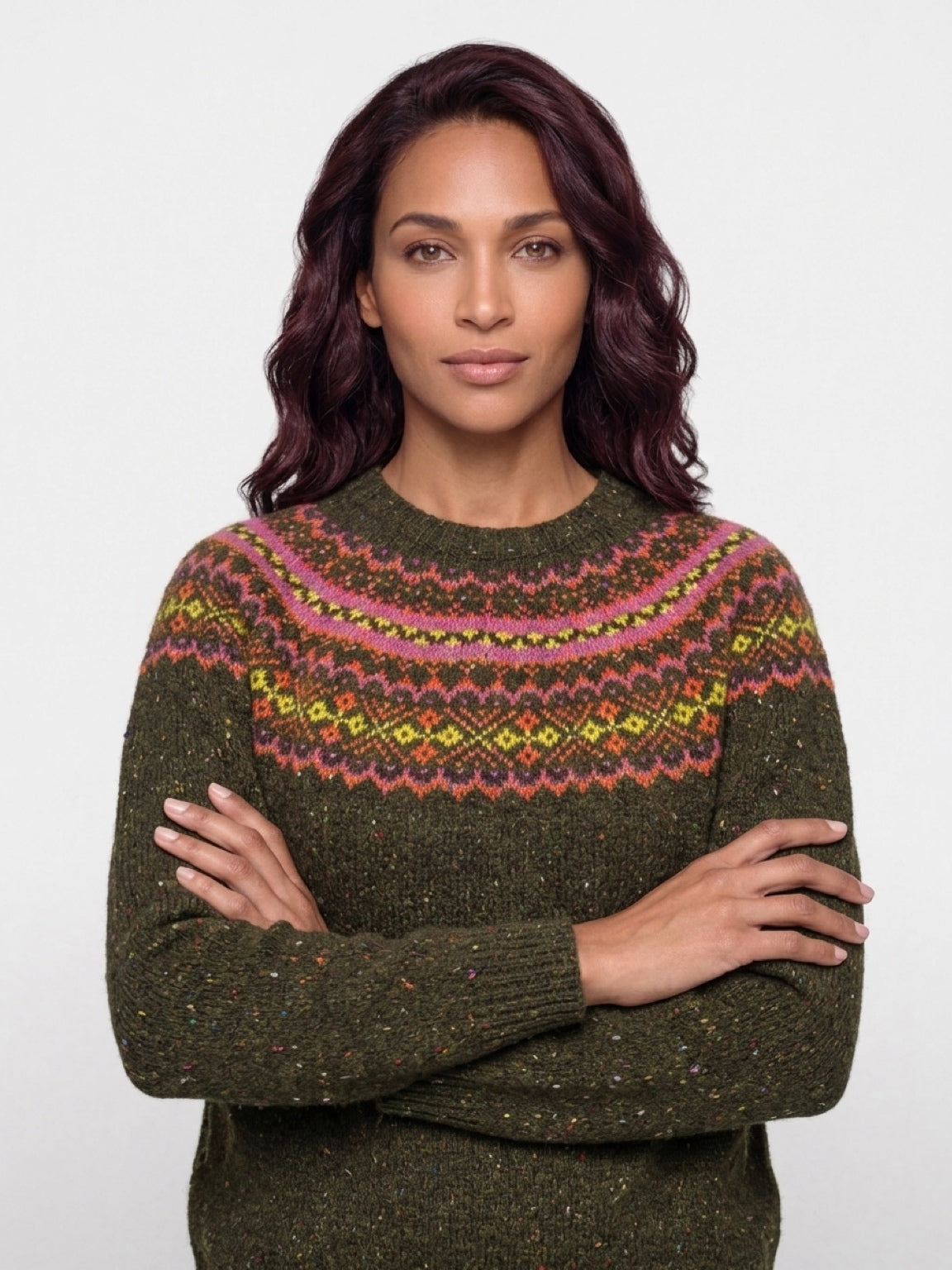 New Harley Of Scotland Lambswool Fairisle In Harris