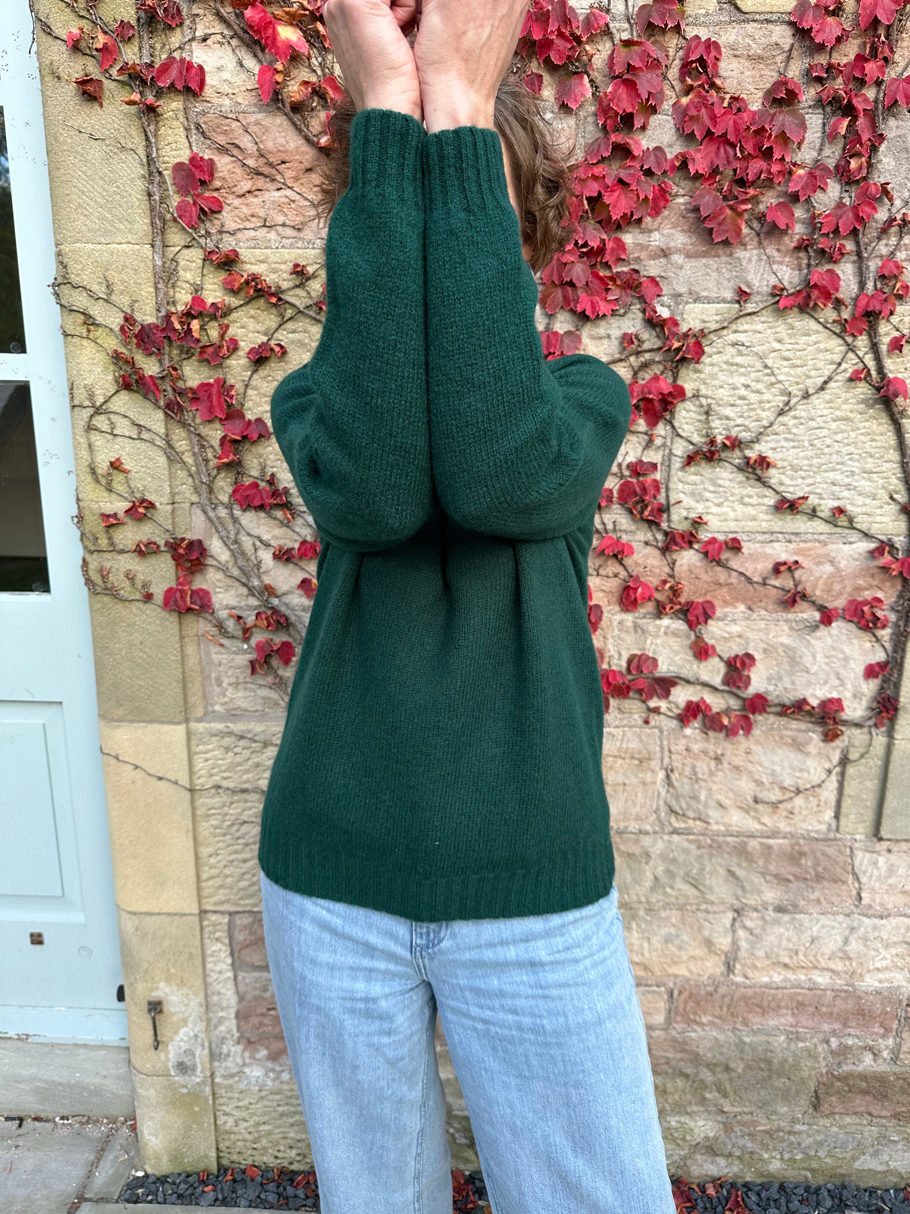 New Harley Of Scotland Crew Neck Sweater In Forest