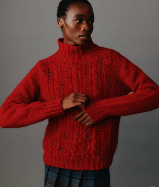 New Scottish Chunky Cable Neck Sweater