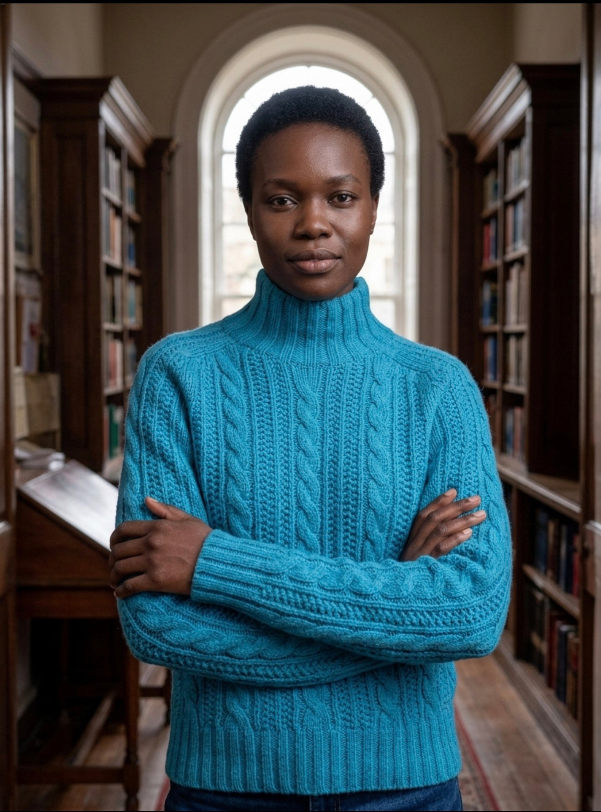 New Scottish Chunky Cable Neck Sweater In Utopia