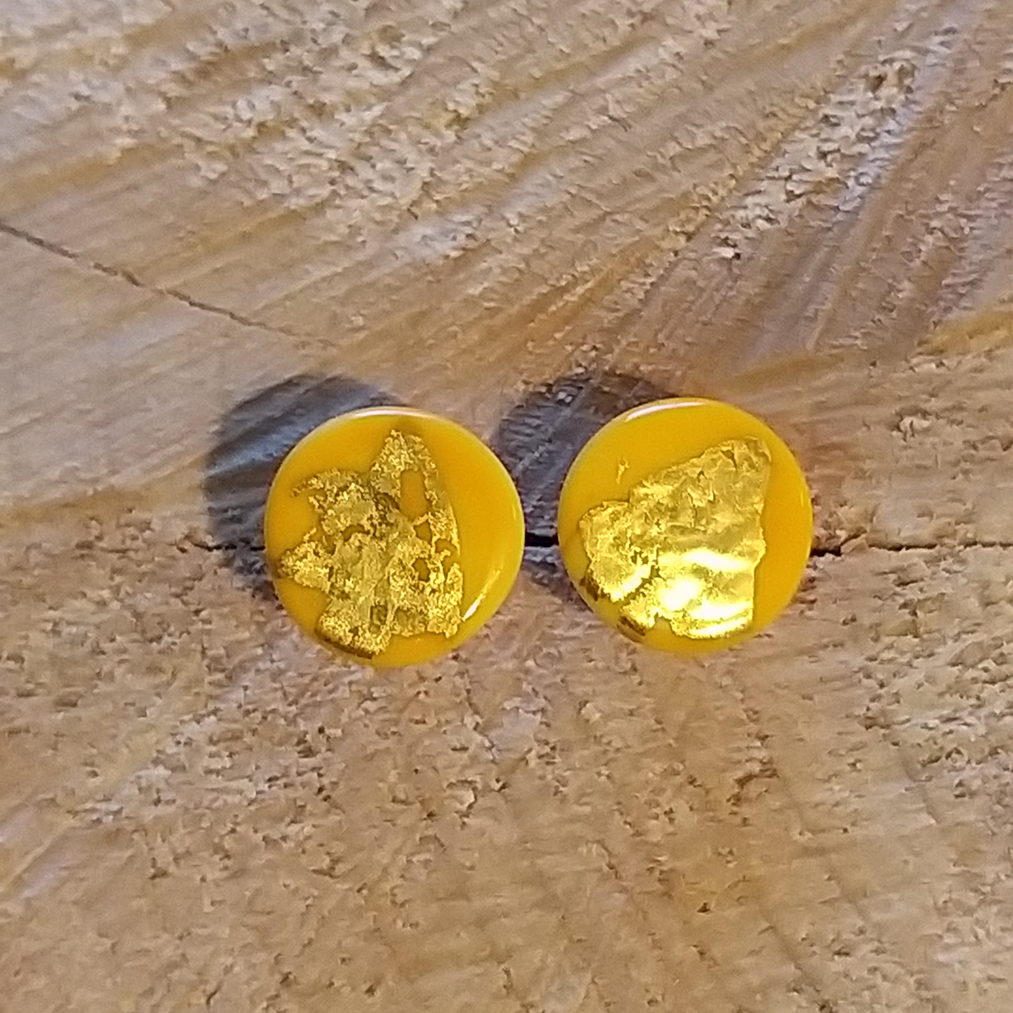 Handmade Scottish Glass & Gold Button Studs