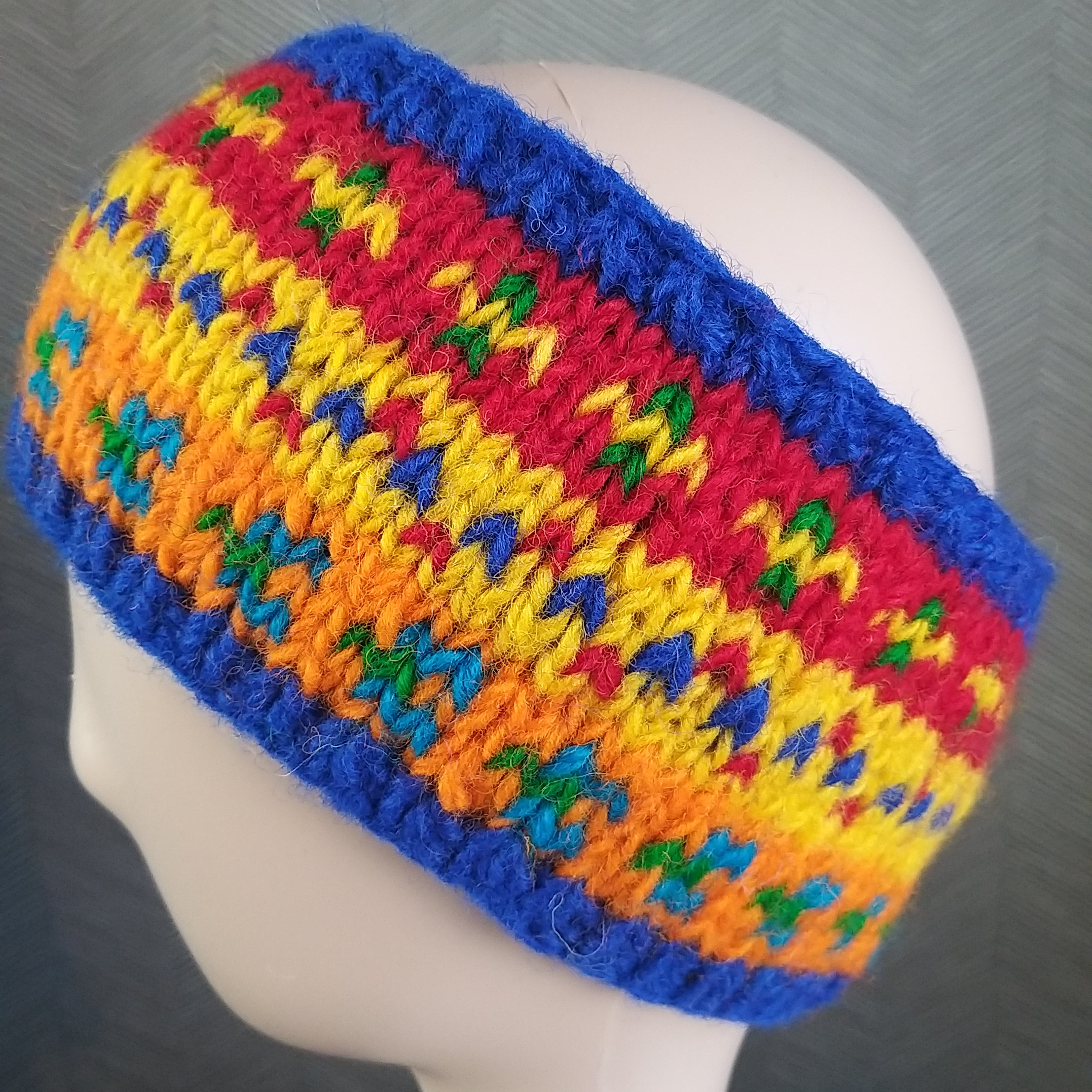 Handknit Fairisle Fleece Lined Headband