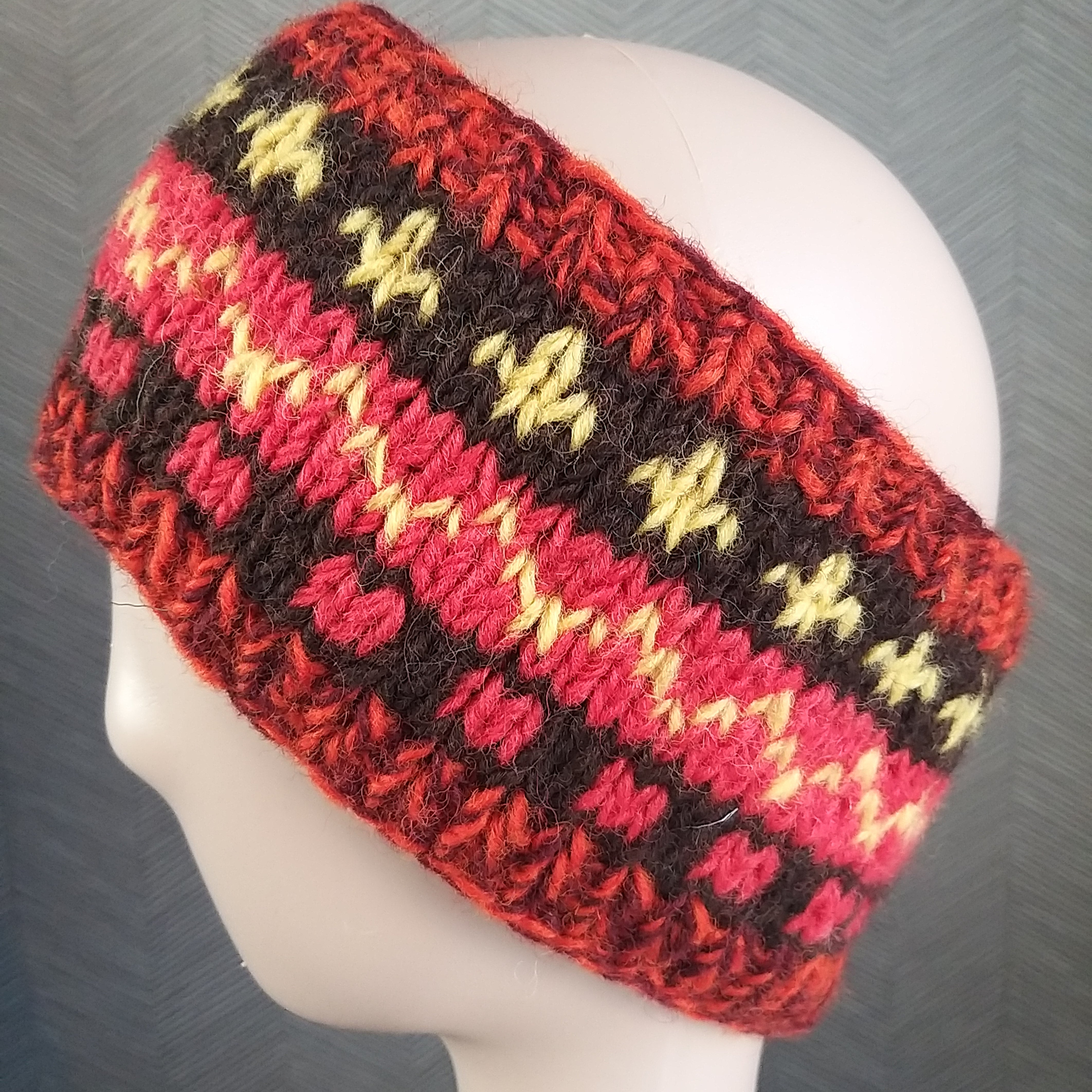 Handknit Fairisle Fleece Lined Headband