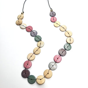 SALE Hand Crafted Pastel Frosted Button Necklace