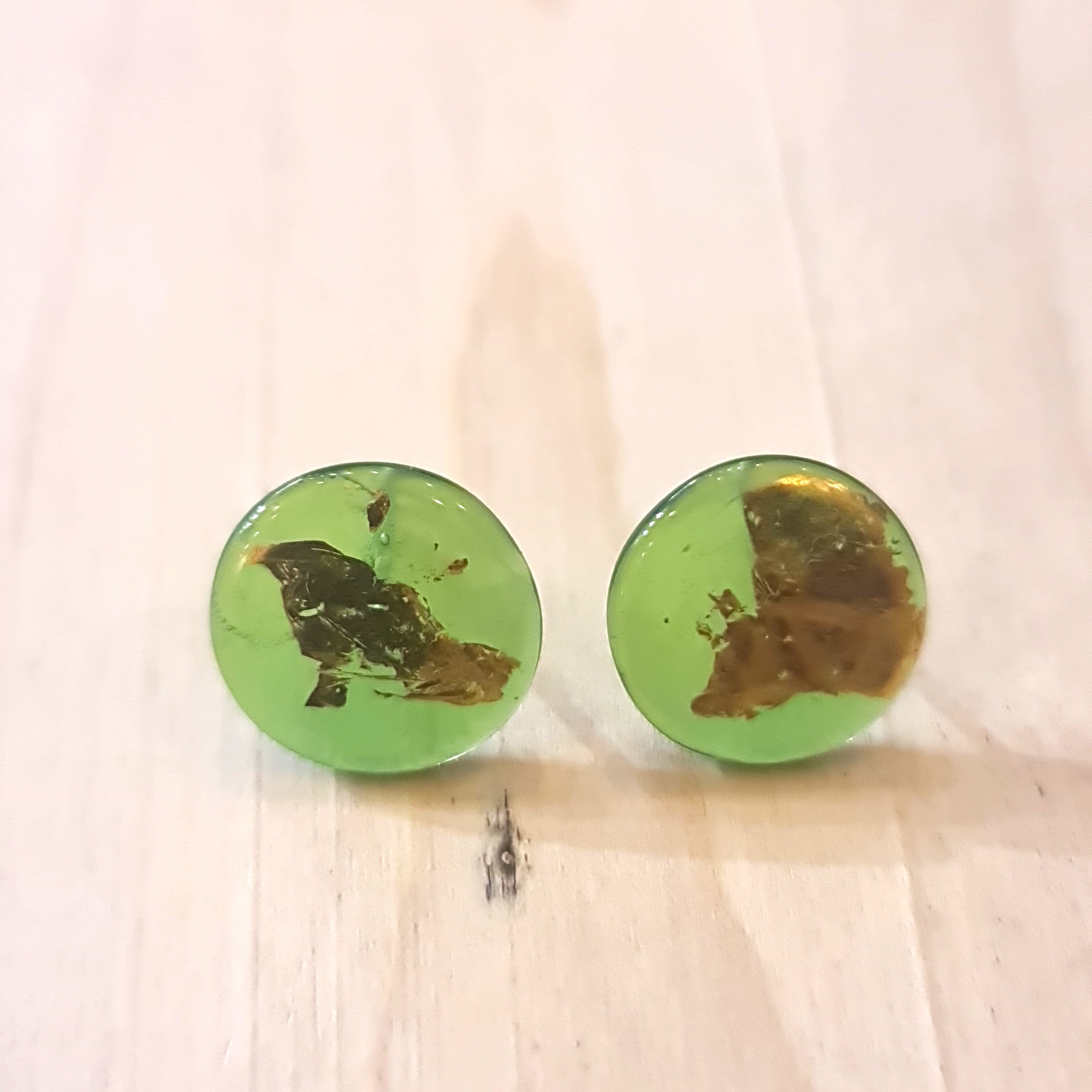 Handmade Scottish Glass & Gold Button Studs