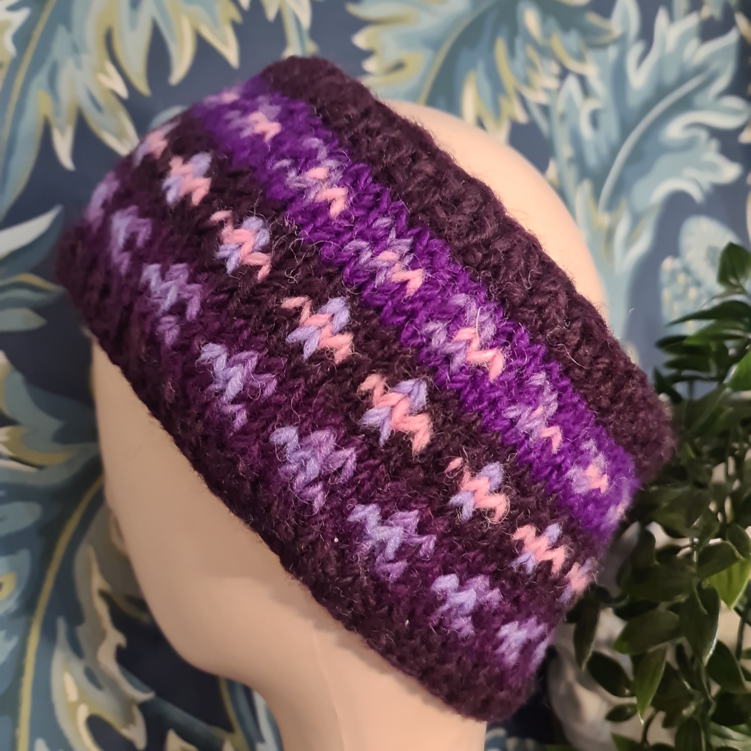 Handknit Fairisle Fleece Lined Headband