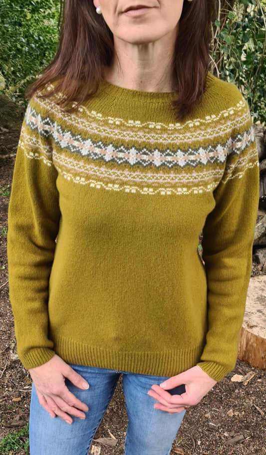 Scottish Cashmere & Merino Multi Yoke Fairisle Sweater In Autunno