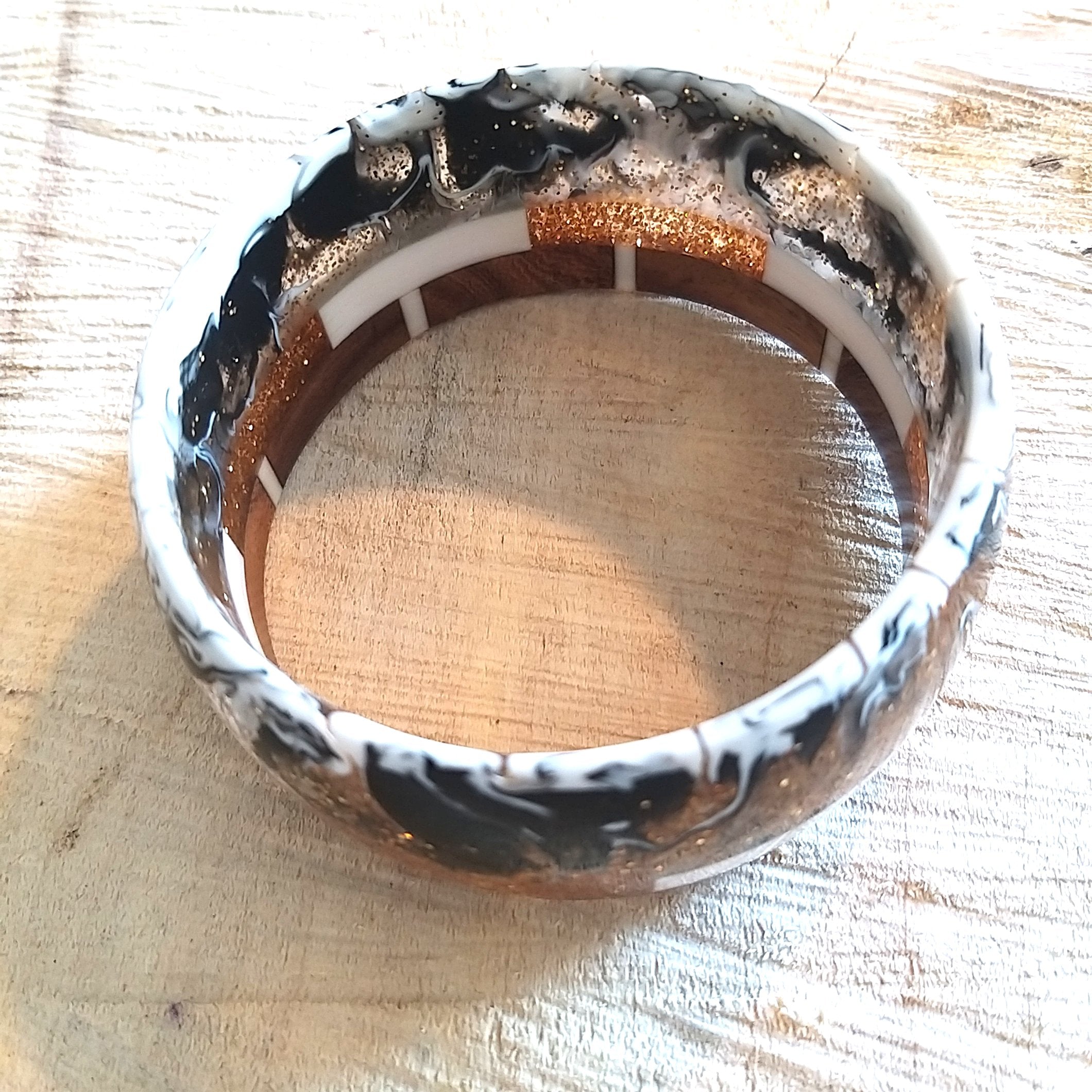 Wooden Aqua Fused Bracelet