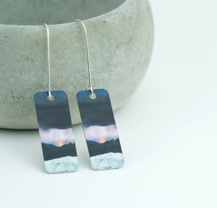 Strawberry Moonrise Isle Of Skye Aluminium Earrings