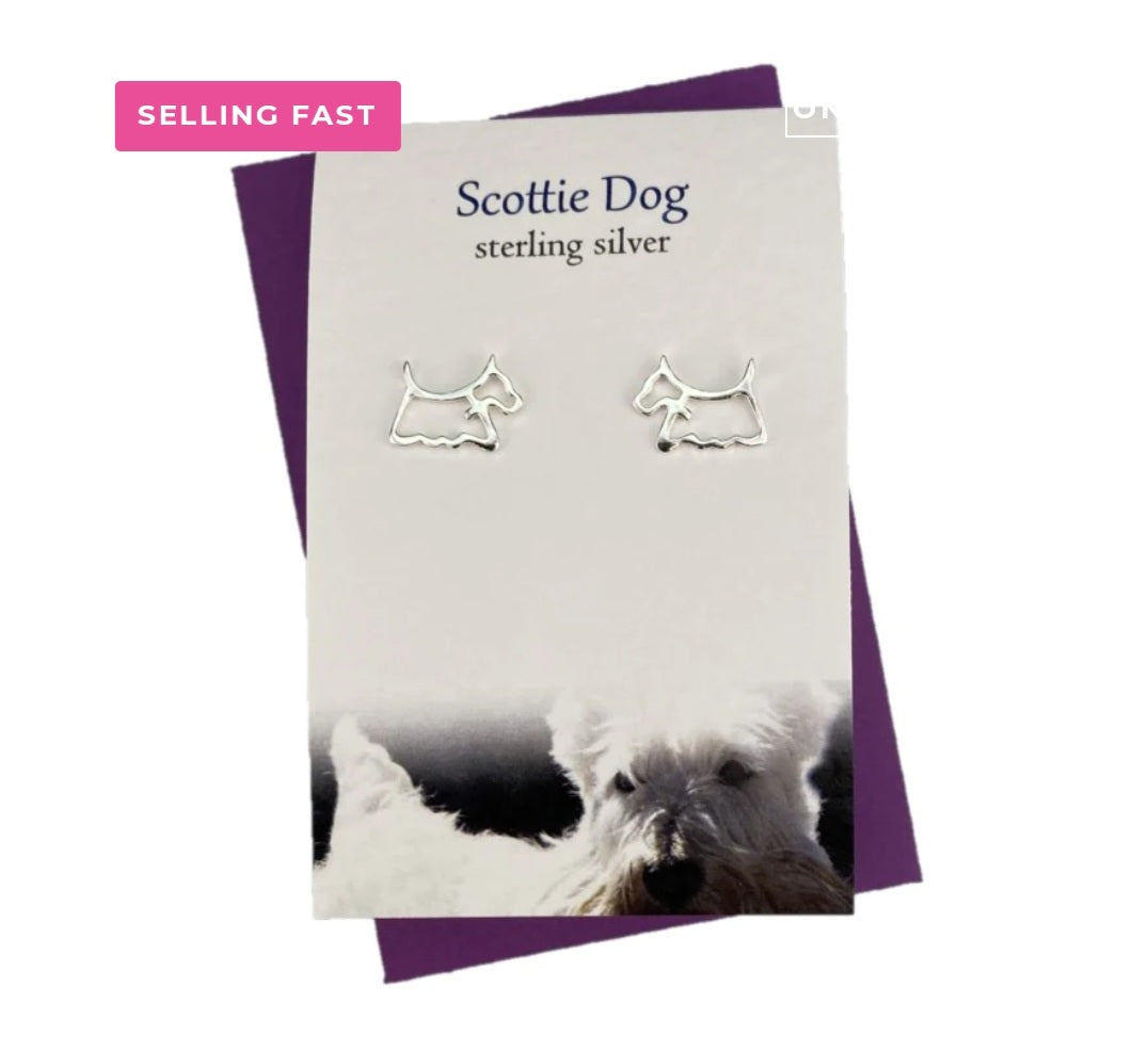 Sterling Silver Scottie Dog Earrings