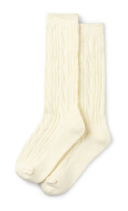 Chalk Cosy Cable Socks In Cream